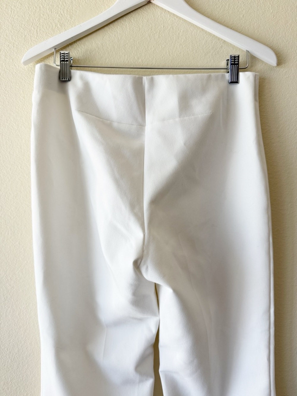 ZARA Minimalist White Flared Dress Pants High Waisted Creased Size Large - Picture 8 of 14